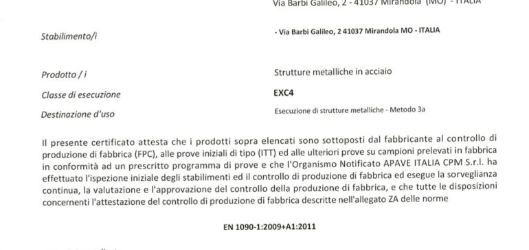 Certificato 1090 EXC4