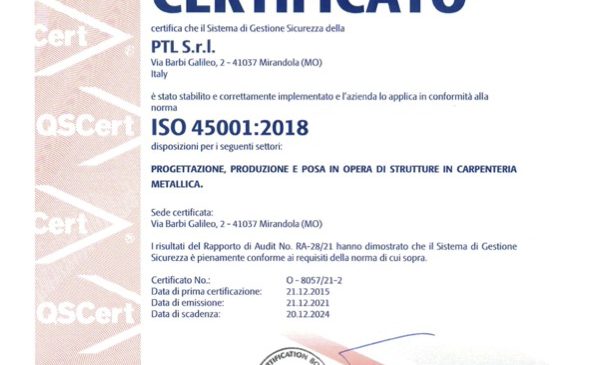 Certificato 45001:2018